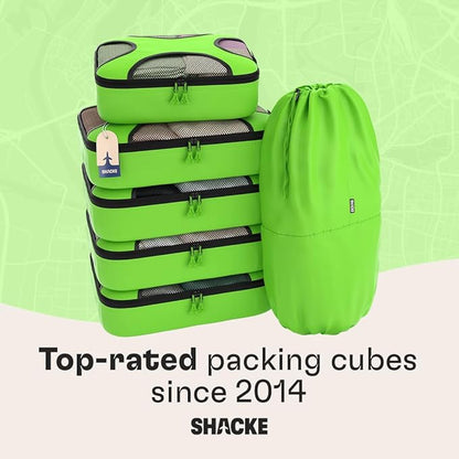 Shacke 6 Set Packing Cubes for Travel - Compression Packing Bags/Travel Organizer - Luggage Organizer Bags for Traveling - Travel Essentials for Women - Cruise Must Haves Packing List