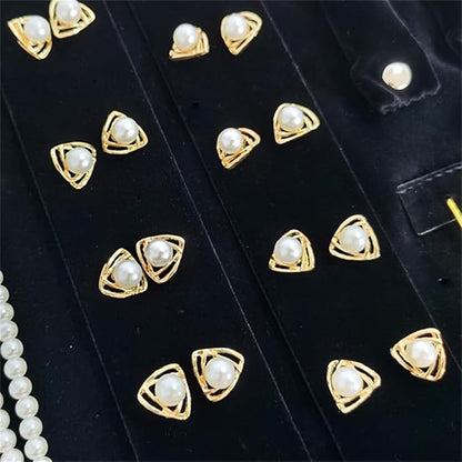 Velvet Travel Jewelry Case Roll Bag Organizer for Necklace Bracelet Earrings Ring (Black) (Black（6+2+4+2)