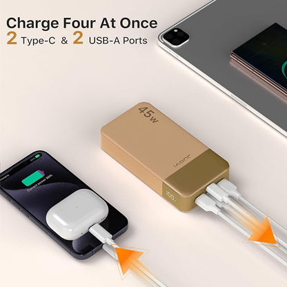 Power Bank Fast Charging, 20000mAh 45W Portable Charger, Samsung Super Fast Charging Portable Phone Charger, USB C Power Bank for MacBook, iPhone 15 14 13 Pro Samsung S24 S23 (Orange)