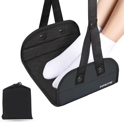 Airplane Foot Hammock Made with Premium Memory Foam, Portable Foot Rest with Comfortable No Clashing Base, Foot Sling Travel Essentials to Reduce Swelling and Soreness, Gifts for Travelers