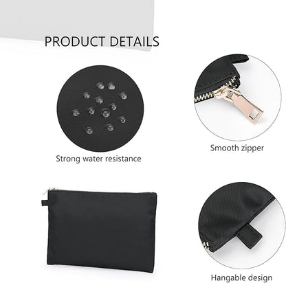 Zipper Pouch Storage Bag Simple and Stylish Women's Cosmetic and Travel Bag (Black-nylon-3)