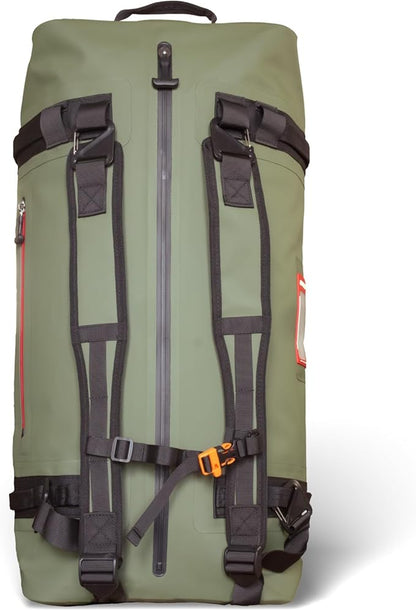 Uncharted Supply Co. The Vault Waterproof Duffel Bag - Airtight bag with Backpack Straps, Carry-On Size, Perfect for travel, boating, camping, recreation. (Olive, 65L)