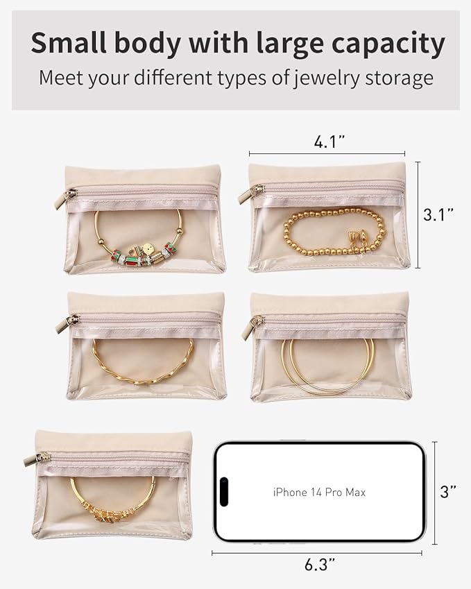 Vlando 33 Pcs Travel Jewelry Case Velvet Jewelry Pouch with Zipper Clear Travel Jewelry Bag Jewelry Travel Organizer for Travel Business Trip Mother's Day Gifts for Mom Wife Women