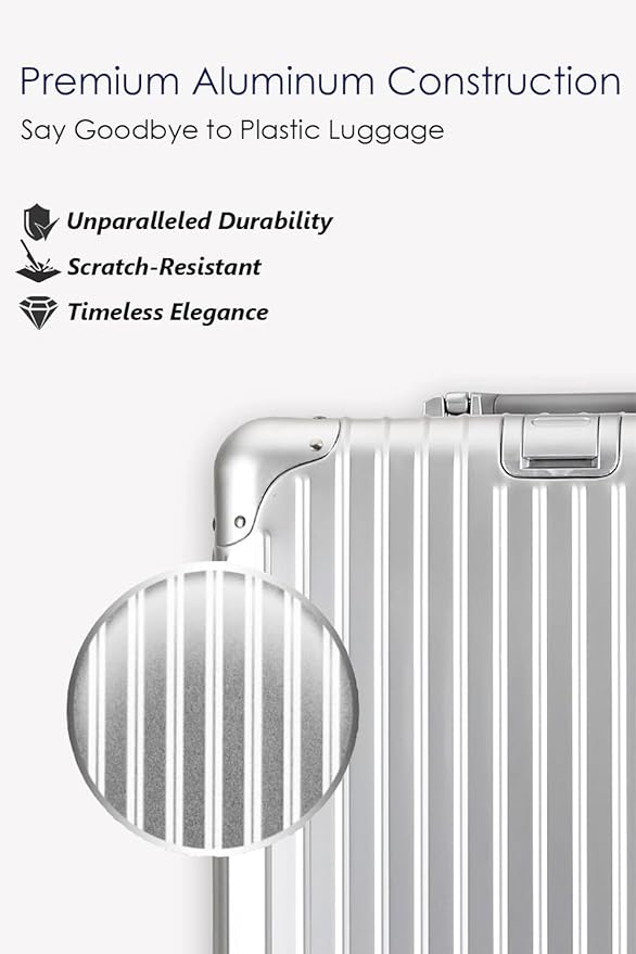 HotWay 20 Inch All Aluminum Carry On Luggage with Wheels, Hard Shell Zipperless Suitcase with TSA Locks, Black Travel Luggage (22x14x9 Airline Approved)