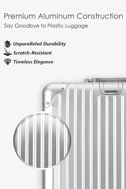 28 Inch All Aluminum Checked in Luggage with Wheels, Hard Shell Zipperless Suitcase with TSA Locks, Large Travel Luggage, Black