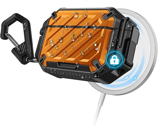 SUPCASE for AirPods Pro 3 Case with Lock & Carabiner, [IP68 Waterproof] [Military-Grade Protection] [Supports Wireless Charging] Anti-Scratch Hard Shell Cover for AirPods Pro 3rd Gen, Coral