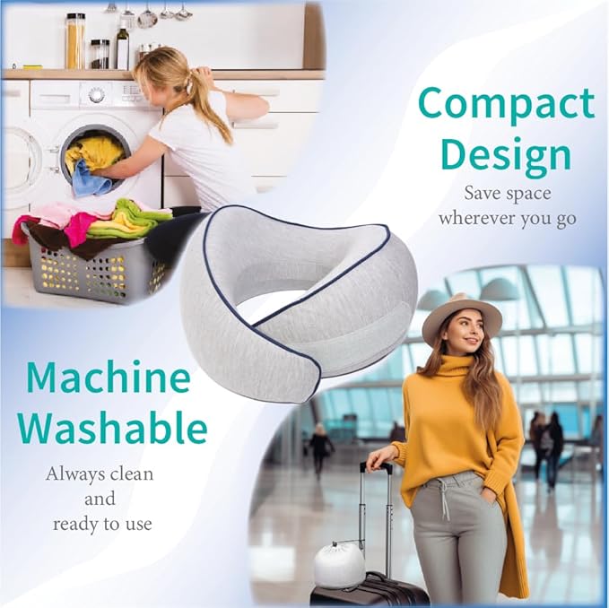 Memory Foam Travel Pillow | Provides Real Support to Head, Neck and Chin | Best Firm Airplane Pillow for Long Flights