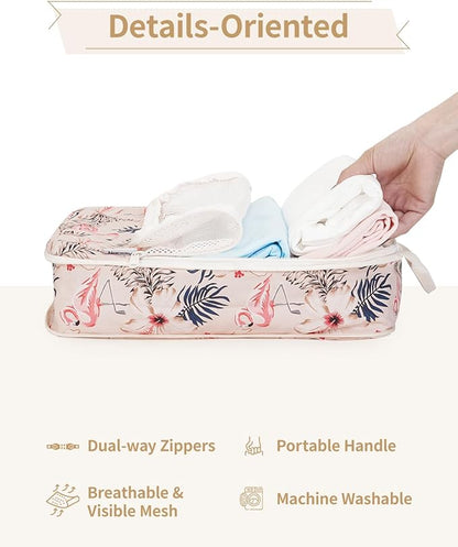 Narwey 6 Set Compression Packing Cubes for Travel Kids Women Carry on, Packing Organizers Bag for Backpack Luggage Suitcase Duffle Bags