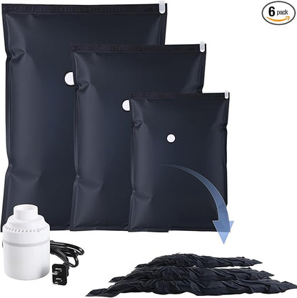 Vacuum Storage Bag 6-Piece Set,Used for Storage and Storing Luggage and Clothes,Saving Space-Reusable,Suitable for Storing Travel Items Such as Vacuum Seal Bags for Clothing,Etc（M-2 L-2 J-2Dark Blue）