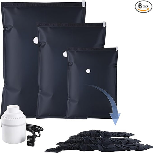Vacuum Storage Bag 6-Piece Set,Used for Storage and Storing Luggage and Clothes,Saving Space-Reusable,Suitable for Storing Travel Items Such as Vacuum Seal Bags for Clothing,Etc（M-2 L-2 J-2Dark Blue）