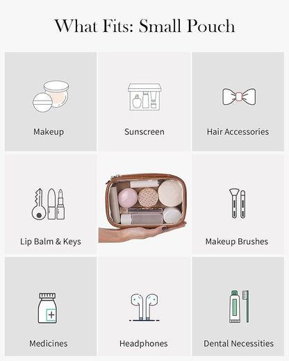 Pocmimut Clear Makeup Bag,Small Makeup Bag Travel Make Up Bag Pouch Purse Car Accessories Storage for Travel Essentials Organizers,Brown