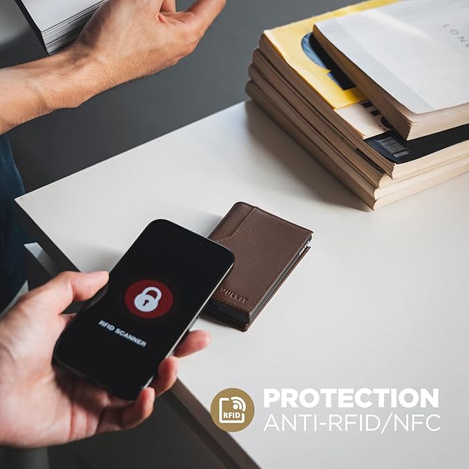 VULKIT Card Holder Wallet with Double ID Windows RFID Blocking Pop Up Wallet Minimalist Design for 12 Cards