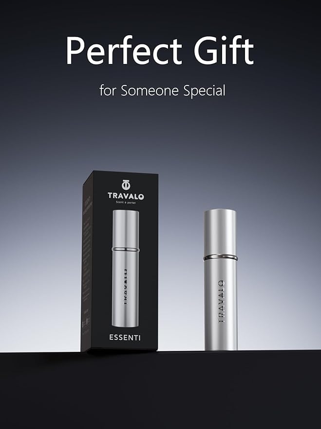 Refillable Perfume Atomizer, Bottom Filling Fragrances Perfume Bottle, Mini Cologne Dispenser, Travel sized, Portable Sprayer for Women Men, Gift (ESSENTI, SILVER)