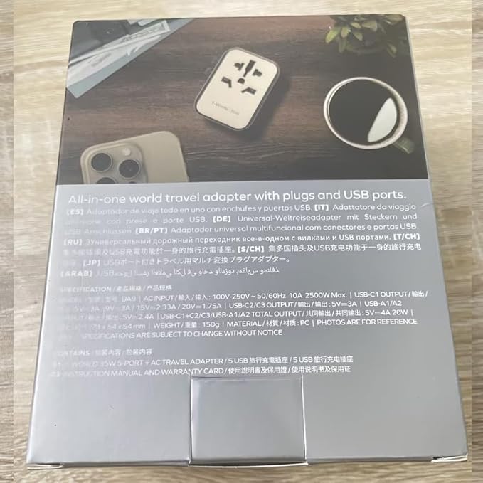 MOMAX Universal Travel Adapter, PD 35W Fast Charge International Power Adapter, 3 USB C & 2 USB A, Worldwide Travel Plug Adapter, International Power Adapter for Europe, USA, Japan, Aus(Type C/A/G/I)