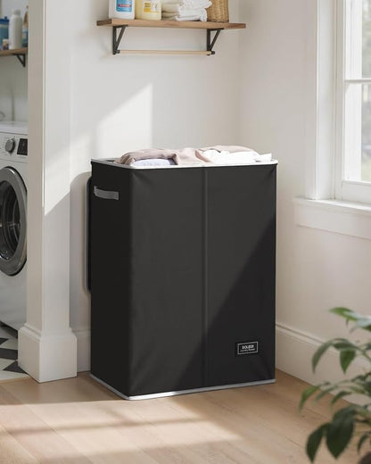 SOLEDI Laundry Hamper with Lid 130L Large & Tall Collapsible Laundry Basket, Clothes Hamper with Bag Removable Easy to Carry, Dirty Hampers for Bedroom, Bathroom, Dorm, College, Black