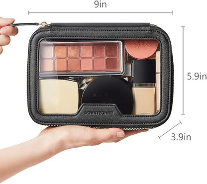 ROWNYEON Clear Makeup Case Toiletry Bag Multipurpose Travel Makeup Train Case Portable Cosmetic Organizer Transparent Storage Bag