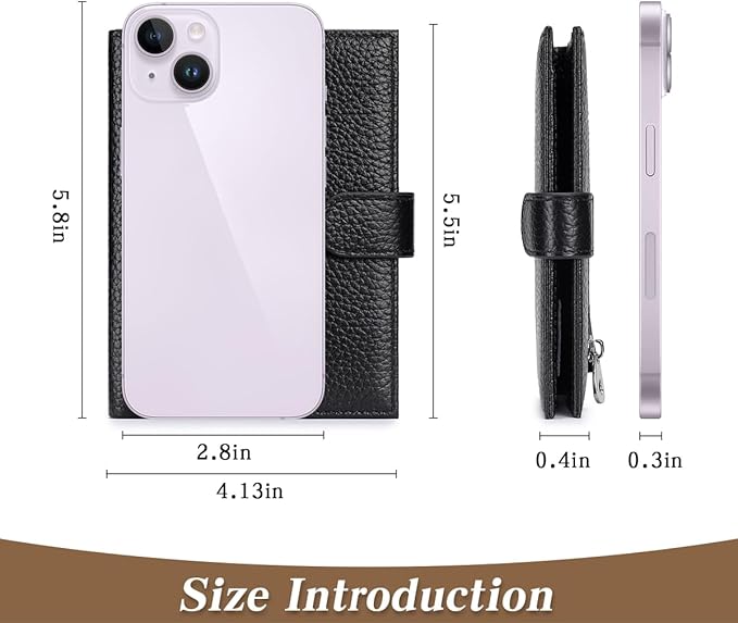 Passport Holder for Travel Women RFID Blocking Genuine Leather Passport Wallet with Card Slots, Zipper Coins Pocket, Cash Holder, Black