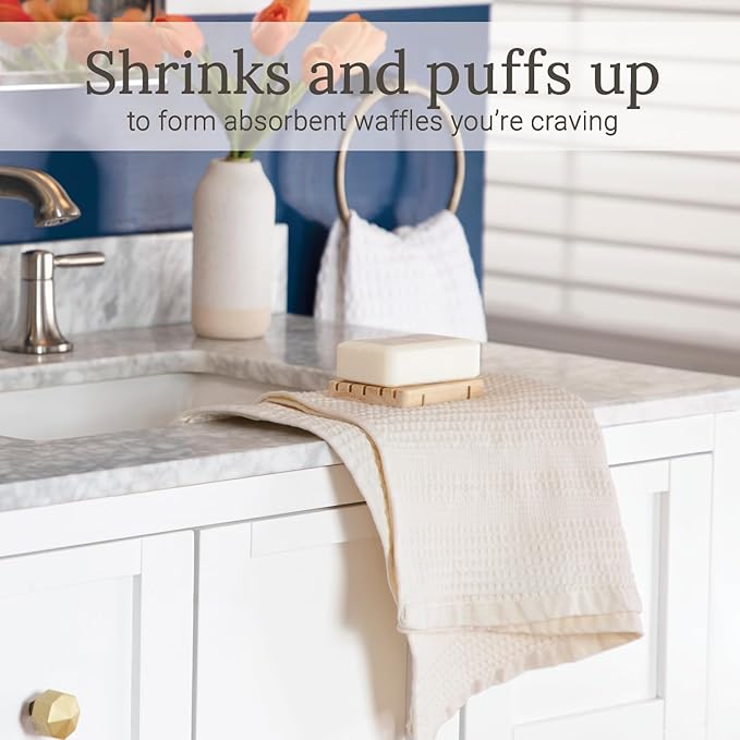 GILDEN TREE Waffle Hand Towels for Bathroom Quick Dry Towel Super Absorbent Thin 100% Cotton Lint Free, Hand Towels for Bathroom Set of 2, Classic Style (Cream)