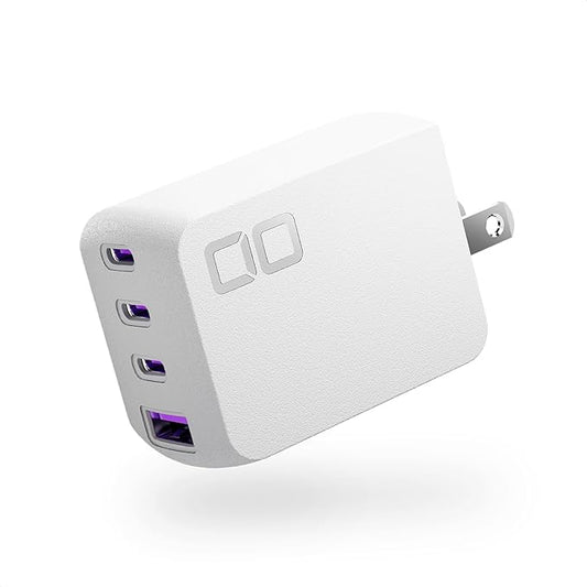 CIO 65W GaN Charger Block, Compact 4-Port Adapter with 3 USB-C Ports & 1 USB-A, Max 67W USBC Fast-Charging Multi-Device Wall Charger Block for Laptop/Phone/Tablet, NovaPort Quad II 67W3C1A (White)