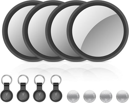 iXTRA New Air Tracker Tag-4Pack with Holder, Bluetooth Item Finder Work with Apple Find My APP (iOS Only), Easy Battery Replacement, Smart Keys Finder and Item Locator for Keys,Wallet,Pet (4 Black)
