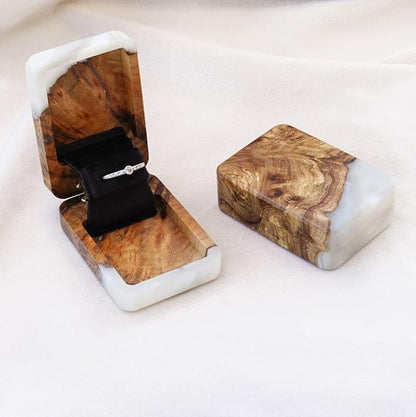 RWA Slim Engagement Ring Box for Proposal – Unique Wedding Ring Holder & Jewelry Display Case – Travel Jewelry Organizer, Ring Bearer Box, Proposal Gift, Wedding Ring Box for Ceremony, FLIP white elm