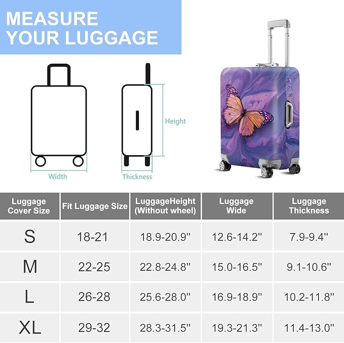 ANNA QUEEN Travel Luggage Cover Suitcase Protector Suitcase Cover Anti-Scratch,Stretchable Bag Cover Washable Durable Polyester