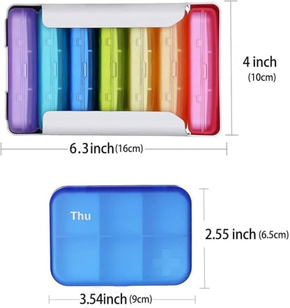 7 Piece Set Pill Organizer 6 Times a Day, Weekly Daily Travel Medicine Organizer Portable 7 Day 42 Compartments Pill Box with Moisture-Proof Pill Case Travel Pill Container for Vitamins,Supplements