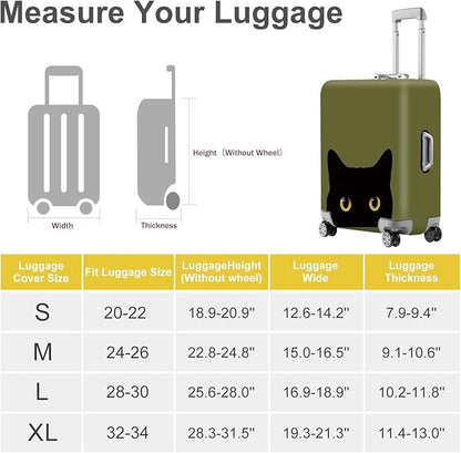 ANNA QUEEN Peeking Black Cat Luggage Cover, Cute Cat Eyes Design Suitcase Protector, Stretchable Washable Travel Sleeve for 20-22 Inch Luggage