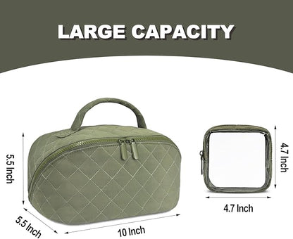 Makeup Bag,Quilted Puffer Cosmetic Bags,Travel Toiletry Bag for Women,Large Capacity Waterproof Make up Bag Set
