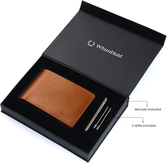 Leather Travel Wallet RFID - Slim Passport Holder for Men & Women - Fits Passport, Cards, SIMs, Pen & Boarding Pass - Secure Travel Document Organizer (Light Brown)