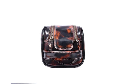 10" Premium Leather Toiletry Travel Pouch With Waterproof Lining | King-Size Handcrafted Vintage Dopp kit By Aaron Leather Goods (Canary Brown)