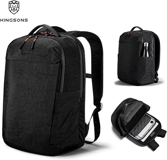 Kingsons Urban Lightweight Waterproof Backpack-15.6" Laptop Compartment, Quick Access,Ergonomic,22.5L (Commuting/Travel/College/Daily Carry) (Gifts For Men & Women) (KS25055-Black-US-1)