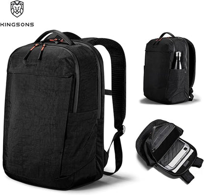 Kingsons Urban Lightweight Waterproof Backpack-15.6" Laptop Compartment, Quick Access,Ergonomic,22.5L (Commuting/Travel/College/Daily Carry) (Gifts For Men & Women) (KS25055-Black-US-1)