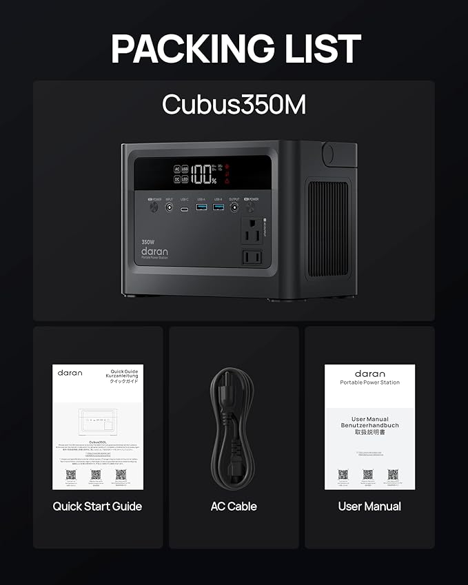 DaranEner Portable Power Station 230.4Wh LiFePO4 Battery, 350W Power Bank with AC Outlet 110V/ 700W Surge, Solar Generator Fast Charging for Camping, Laptop, Emergency, RV, Off-Grid Living