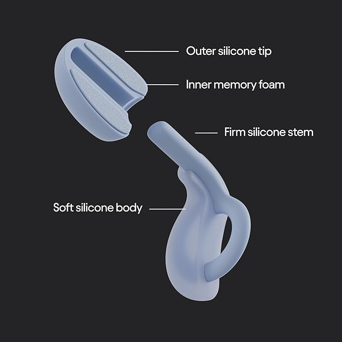 Loop Dream – Silicone/Memory Foam Earplugs for Sleep Comfort | Comfortable Ear Plugs for Muffling Snoring & Sleeping | Customized Fit | 27dB (SNR) Noise Reduction