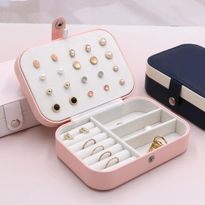Jewelry Box For Girls | PU Leather Travel Jewelry Case | Jewelry Boxes For Women | Jewelry Organizers And Storage | Box For Earring, Ring, Necklace - Bridesmaid Gifts For Women (Pink)