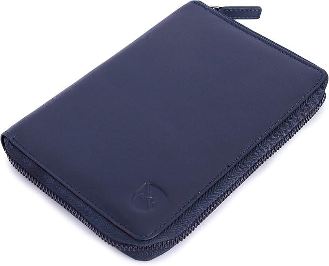 ALLEN & MATE Passport Holder Travel Wallet, 100% Leather RFID Blocking Travel Document Organiser for Men & Women