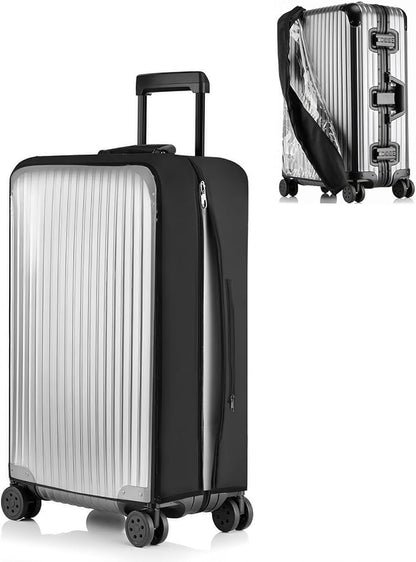 No Disassembly Suitcase Covers for Luggage - 20 Inch Clear Luggage Cover Protector, Black PVC Luggage Protector Suitcase Cover