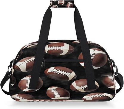 Kids Duffle Bag Girls Boys Footballs Rugby Ball Sports Weekender Overnight Bag,Lightweight Duffel Bags for Traveling Gym Sport Dance