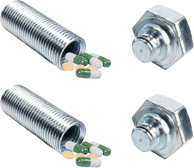 2PCS Small Pocket Pill Box, Portable Mini Pill Organizer Case Waterproof Metal Pill Holder Medication Pill Boxes Medicine Bottle for Outdoor Camping Travel 7 Day Vitamin Organizer (Black)