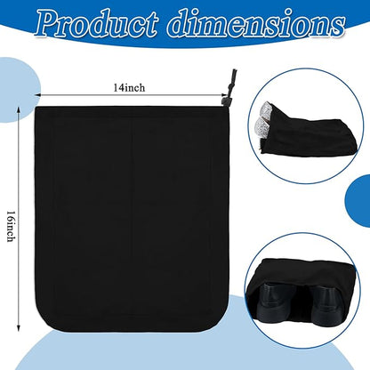 4 Pcs Travel Shoe Bags Spandex Shoes Pouch with Interior Divider and Drawstring for Women Men Luggage Packing (Black)