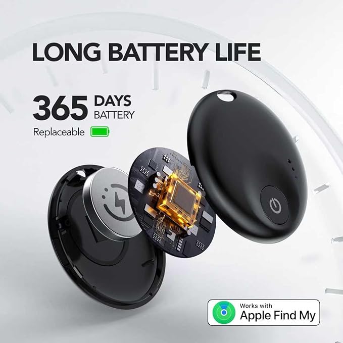 Air Tracker Tags-4 Pack: Bluetooth Tracker Tag, Item Finder Works with Apple Find My App, Trakcer Tag Locator for Your Keys, Wallet, Luggage, Backpack, and More. (Black-4-Dual, 4)