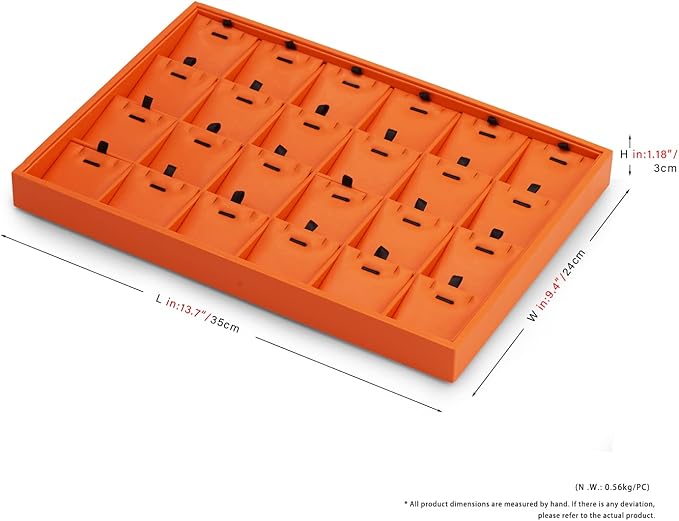 Oirlv Luxury Leather Jewelry Display Tray 24 Grid Jewelry Organizer Tray with Removable Inserts Necklace Pendant Storage