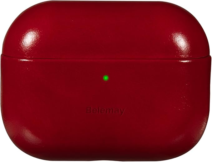 Belemay Handcrafted Oil-Waxed Leather Case for AirPods Pro 3rd Gen (2025), Genuine Cowhide, Smooth Glossy Lively Two-Tone Patina, Compatible with MagSafe, Compatible with Airpods Pro 3, Crimson Red
