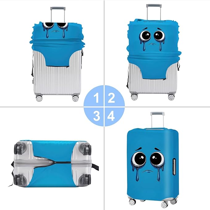 Luggage Cover, Washable Funny Cartoon Suitcase Cover, Stretchable Travel Suitcase Protector Anti-scratch Bag Cover,S