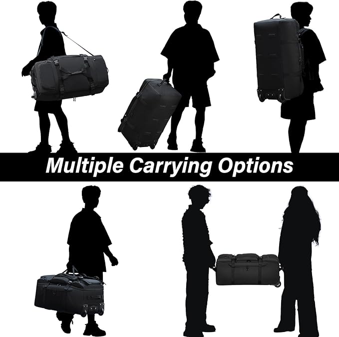 Rolling Duffle Bag with Wheels, 90L 32-inch Large Foldable Travel Duffel Bags Durable, Tear-resistant Heavy-duty Luggage Bag (Black)