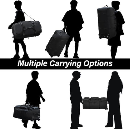 Rolling Duffle Bag with Wheels, 90L 32-inch Large Foldable Travel Duffel Bags Durable, Tear-resistant Heavy-duty Luggage Bag (Black)