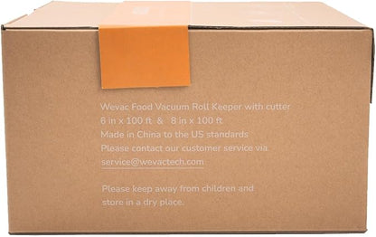 Wevac 6''x100' & 8''x100' 2 Rolls, Vacuum Seal Roll Keeper with Cutter, Ideal Vacuum Sealer Bags for Food Saver, BPA Free, Commercial Grade, Great for Storage, Meal prep and Sous Vide