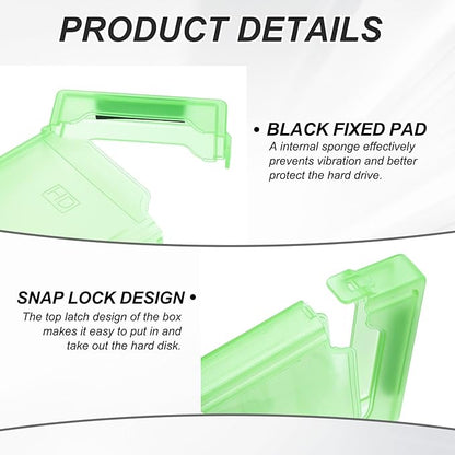 PATIKIL 4.5" x 3.2" Hard Drive Disk Case, 5Pcs Plastic Hard Disk Storage Box Portable Anti-Static Case for 2.5" External SSD HDD, Green