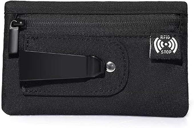 RFID Hidden Clip Stash Money Belt - Ultra Thin Anti-Theft Travel Pouch with Credit Card Slots for Women/Men, Perfect for International Travel, Daily Commute & Outdoor Activities (Black)